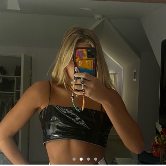 NWT I.AM.GIA black latex isla bustier top - Picture 3 of 6